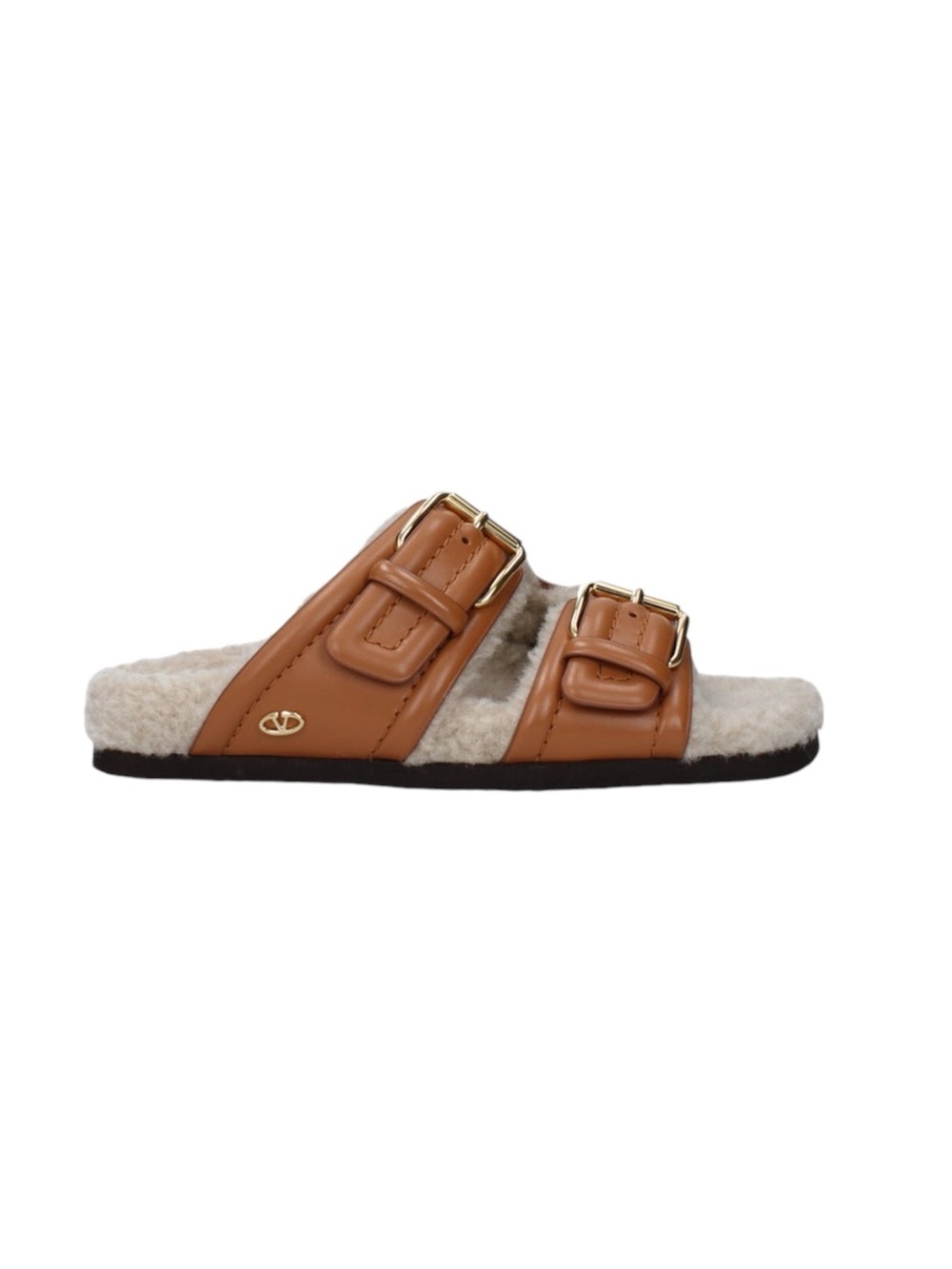Valentino Garavani Women's Flip-Flops And Wooden Shoes, Leather, Brown/Almond - Picture 1 of 7